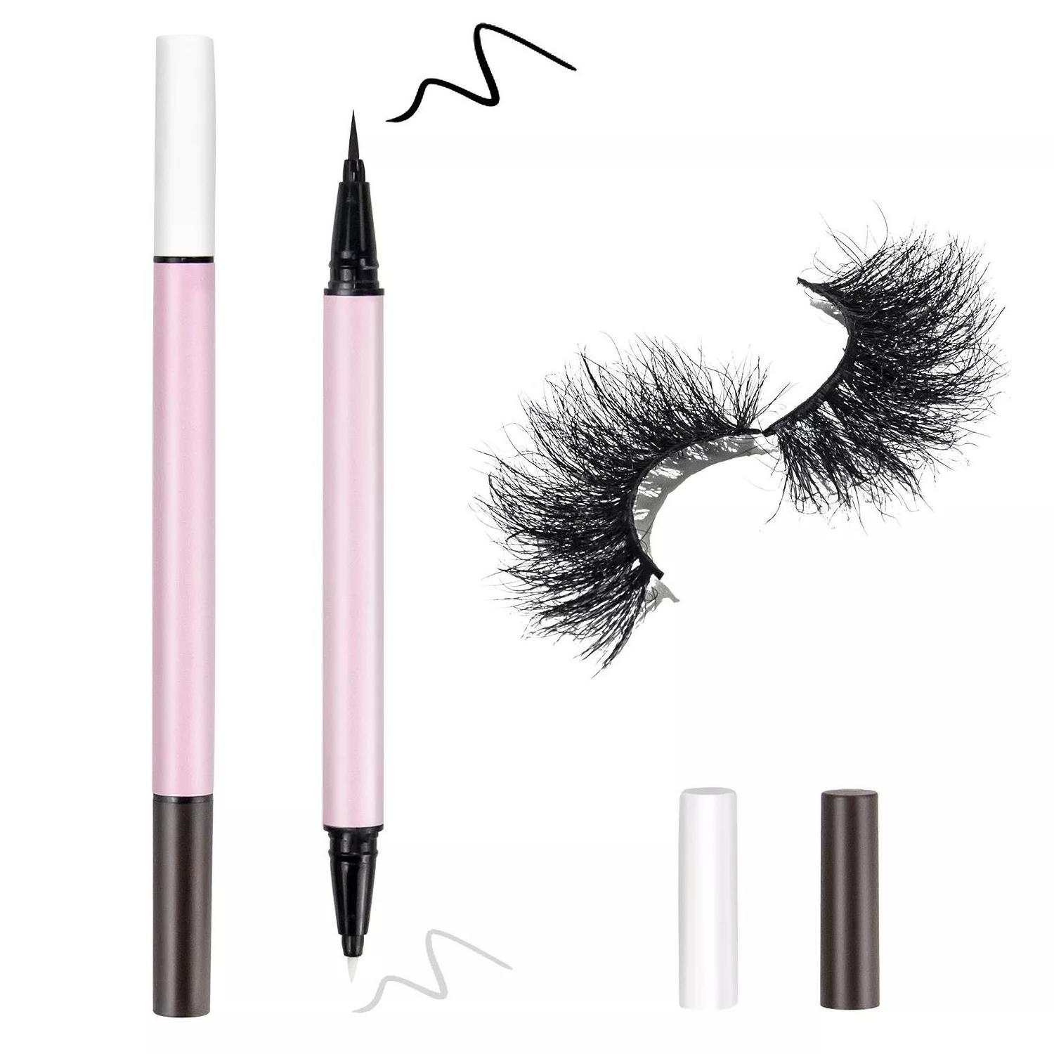 No Logo False Eyelashes Magic Gel Black Eyeliner Two Color Organic Vegan Natural Eye Liner Glue Pen