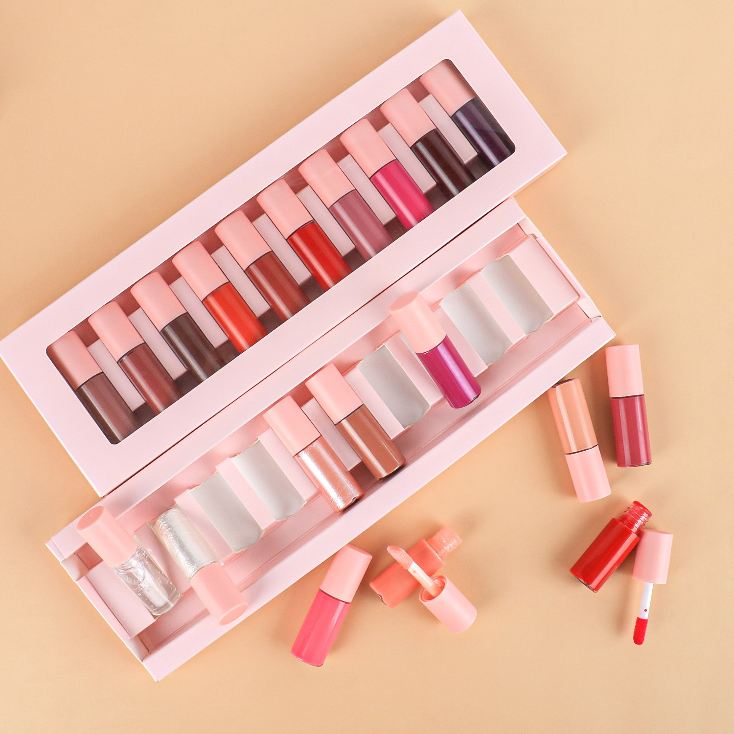 Korean Makeup Cute Mini Waterproof Nude Lipstick Set 10pc Moisturizing Matte Liquid Ladies Lipstick Set