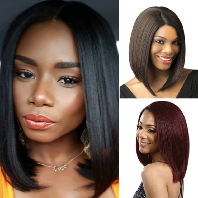 Wholesale Short Straight Puffy Headband BOB Wig Cheap Full Lace Hair Synthetic Wigs For Black Women