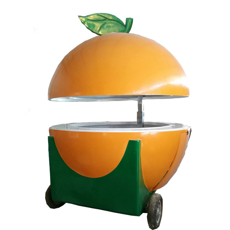 Most popular fruit shape beautiful design fiberglass fruit cart orange stall