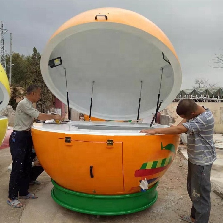 Fiberglass Portable Food Trailer Kiosk Orange Lemonade Fruit Shaped Cart Stand Fast Food Application