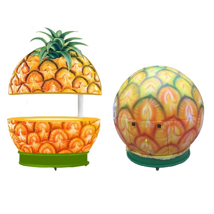 hotsale summer Pineapple juice bar kiosk fruit shape beautiful design kiosk