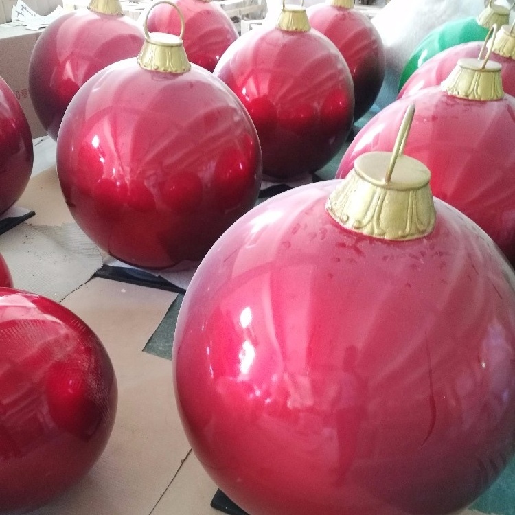 Large 40cm Fiberglass Glitter Balls Giant Plastic Christmas Bauble for Outdoor Decoration Holiday Festive Glitter Ball