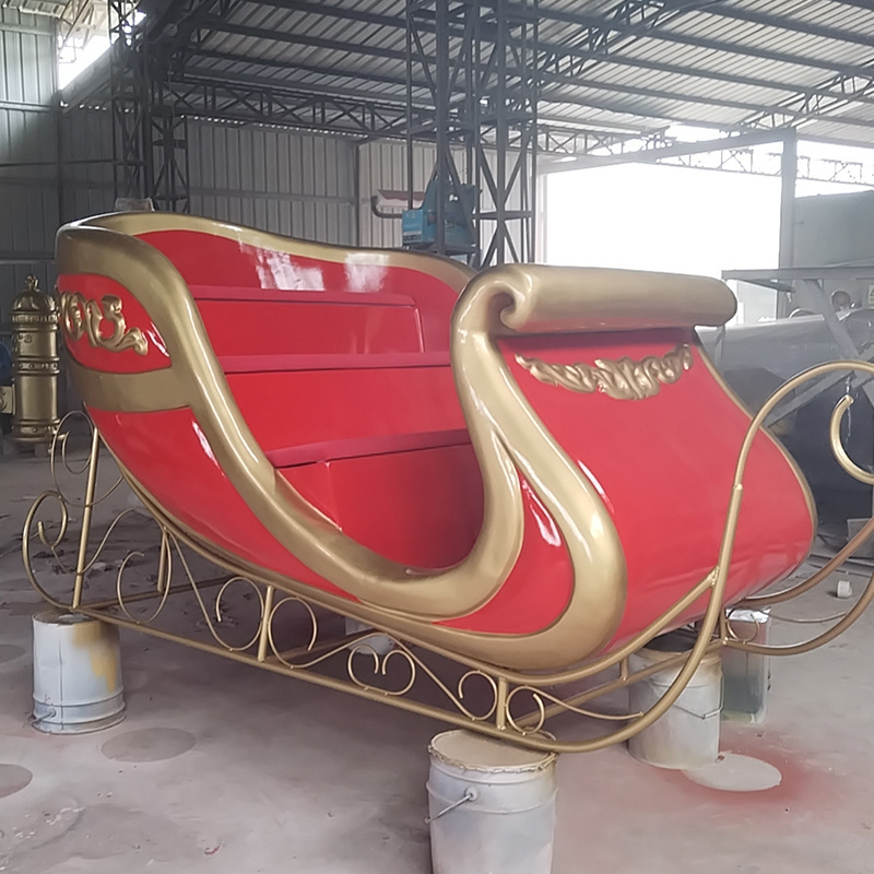 fiberglass Christmas decoration outdoor jumbo Santa sleigh shopping mall commercial decoration