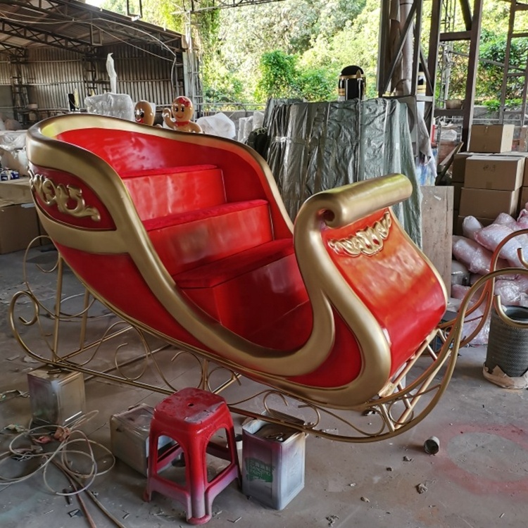 Handmade Giant Fiberglass Santa Sleigh Decoration Purely Fiberglass Large Christmas Decorations for Outdoor/Indoor Use