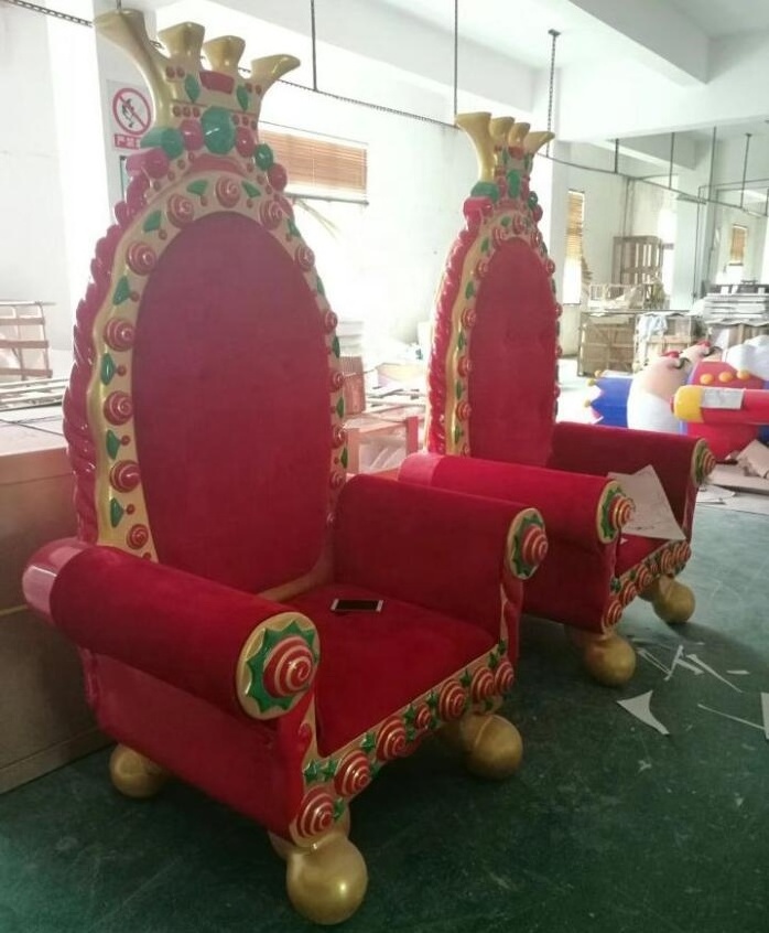 Large Luxury Fiberglass Christmas Decoration Commercial Santa Throne King Chair for Home shopping mall christmas