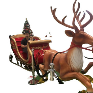 Large Fiberglass Santa Sleigh Decoration for Outdoor Christmas Picture Taking Decoration Supplies