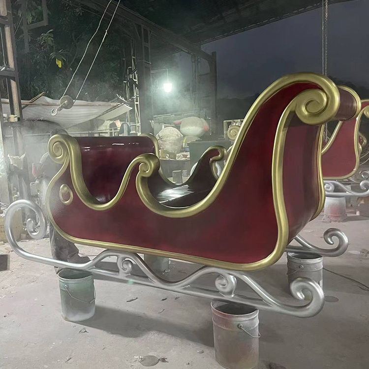 fiberglass Christmas decoration outdoor jumbo Santa sleigh shopping mall commercial decoration