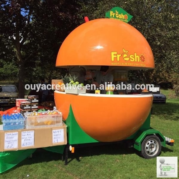 New Moveable Fiberglass Lemonade Trailer Fruit-Shaped Food Cart for Outdoor Snack Usage for Restaurants and Food Shops