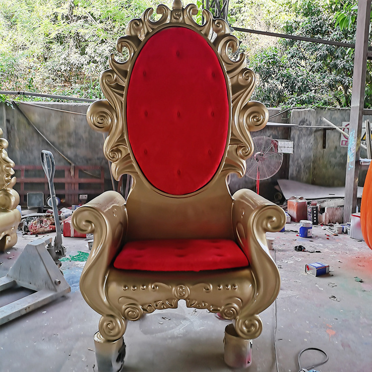 Outdoor Fiberglass Christmas Decoration Santa Throne Chairs for Shopping Mall Supplies