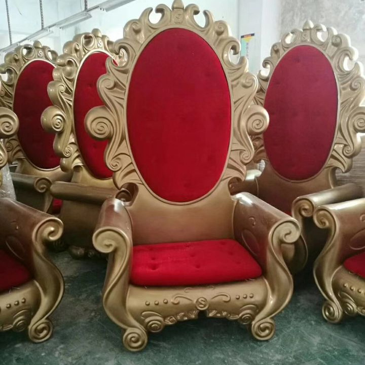 Red Fiberglass Christmas King Chairs for Indoor or Outdoor Use on Sale santa throne for the Holiday Season