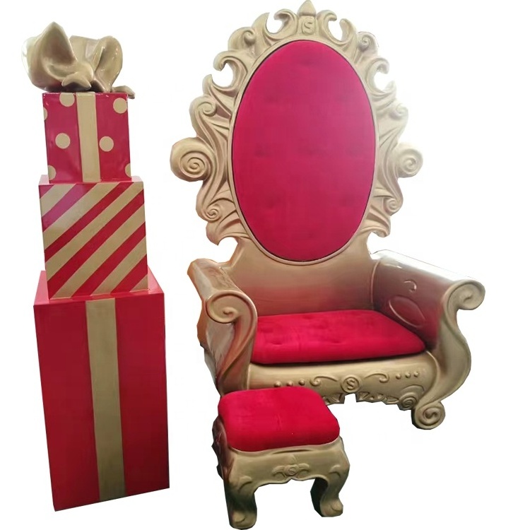 2024 Handmade Large Fiberglass Santa Throne King Santa Chair for Outdoor and Indoor Christmas Decoration for Sale