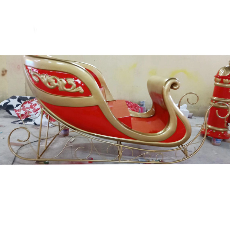 fiberglass Christmas decoration outdoor jumbo Santa sleigh shopping mall commercial decoration