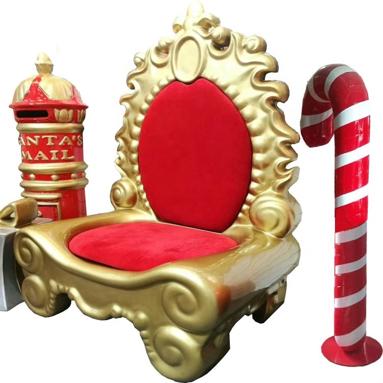 2024 Handmade Large Fiberglass Santa Throne King Santa Chair for Outdoor and Indoor Christmas Decoration for Sale