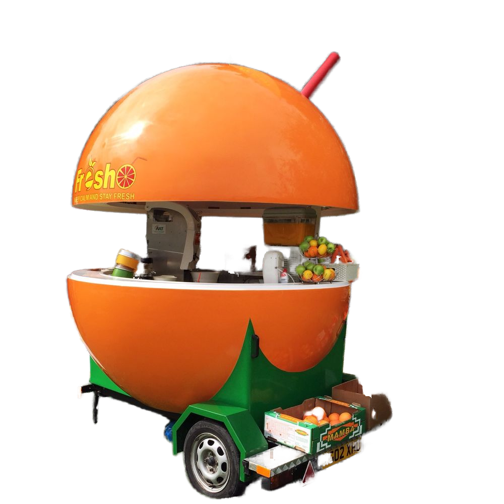 New Moveable Fiberglass Lemonade Trailer Fruit-Shaped Food Cart for Outdoor Snack Usage for Restaurants and Food Shops