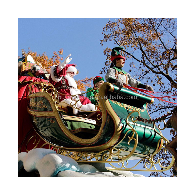 Fiberglass Jumbo Sleigh with Gold Trim Shaped as Santa for Christmas Decoration for Indoor and Outdoor Commercial Decoration