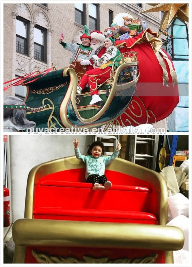 Large Fiberglass Santa Sleigh Decoration for Outdoor Christmas Picture Taking Decoration Supplies