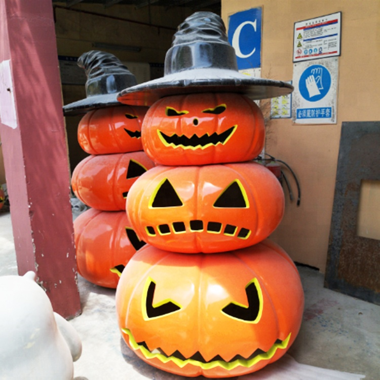 Large Artificial Fiberglass Pumpkin Model for Amusement Park for Halloween and Christmas Decoration Fiberglass hand made