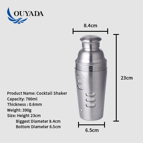 OUYADA Factory Direct 700ml Wholesale Metal Stainless Steel Cocktail Bar Tool Set Metal Shaker