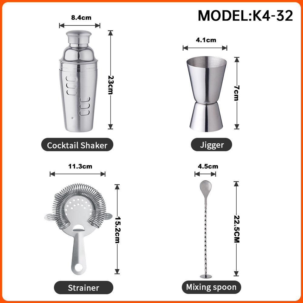 OUYADA Factory Direct Custom Various Styles Bar Tools 360 Degree Rotation Recipe Stainless Steel Double Wall Cocktail Shakers