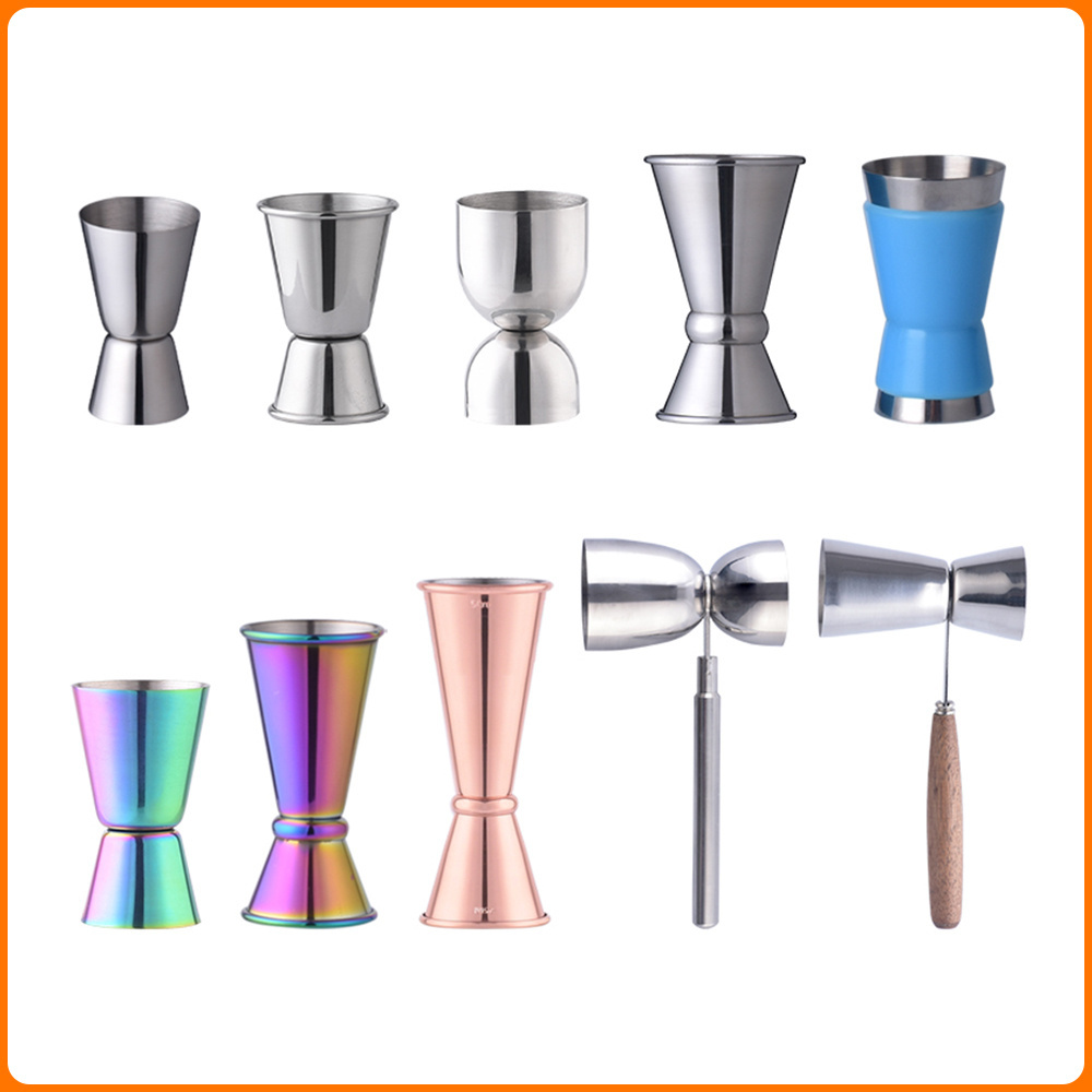 OUYADA Factory Direct 30/50ml Wholesale Price Stainless Steel Bar Jigger with Wooden Handle