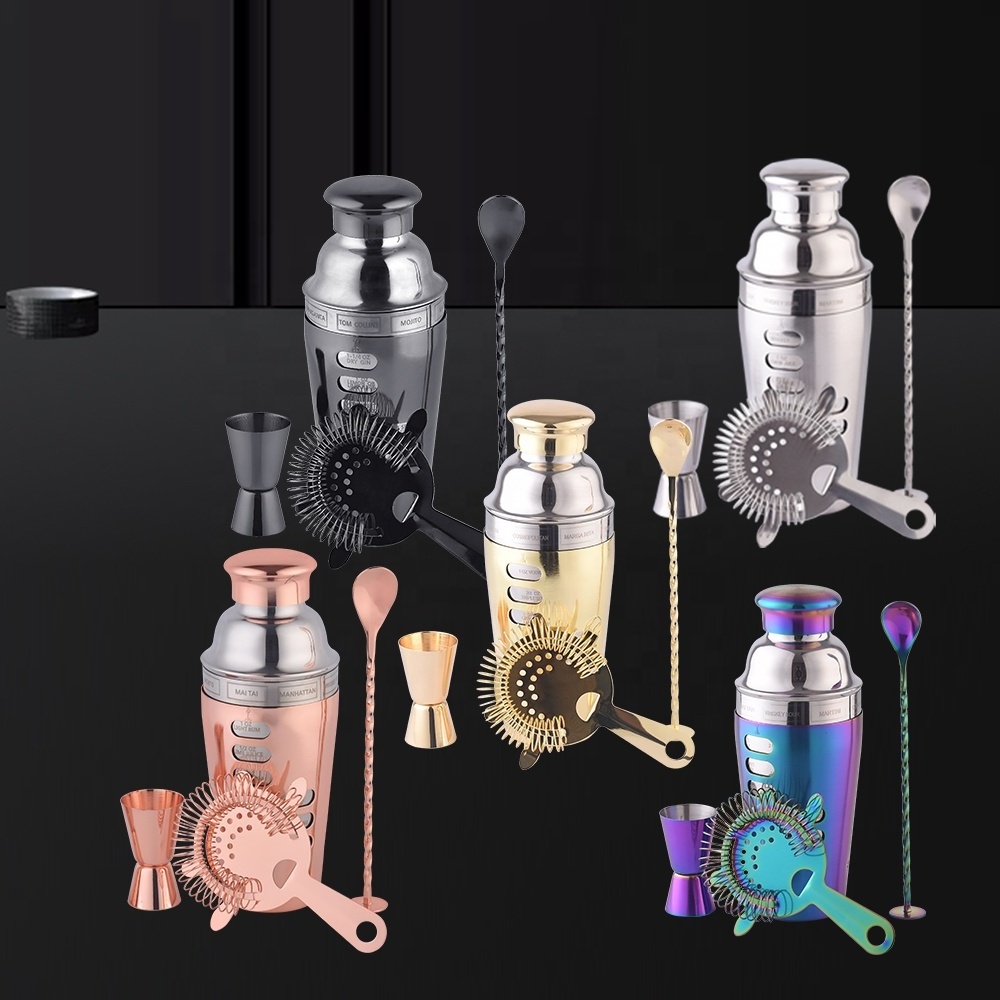 OUYADA Factory Direct Custom Various Styles Bar Tools 360 Degree Rotation Recipe Stainless Steel Double Wall Cocktail Shakers