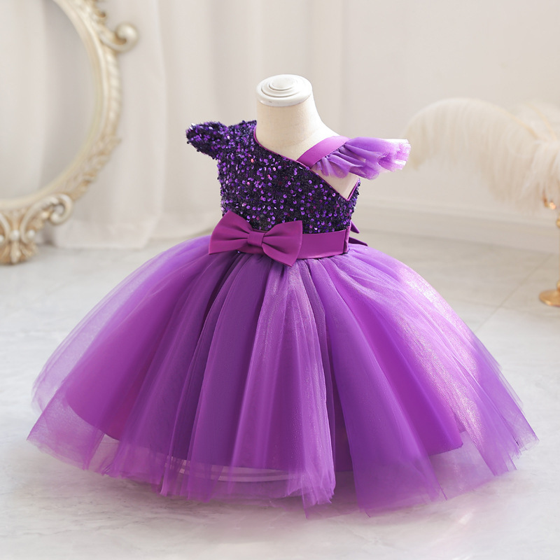 Girls Dresses Kids Summer Sleeveless Wedding and Birthday Party Sequin Bow Cake Vestidos Children Lace Smash Tutu Princess Dress