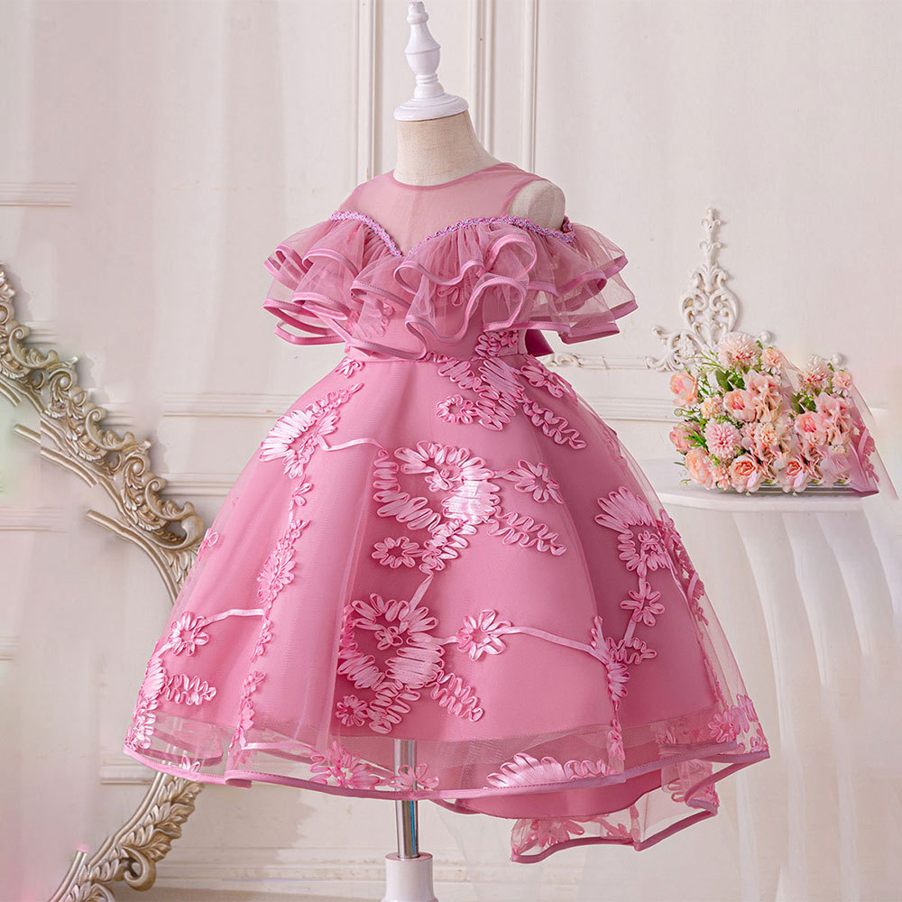 2-13 Years Princess girls Princess Tail Dress Wedding Party Tail Evening Elegant Sleeveless Children Dresses