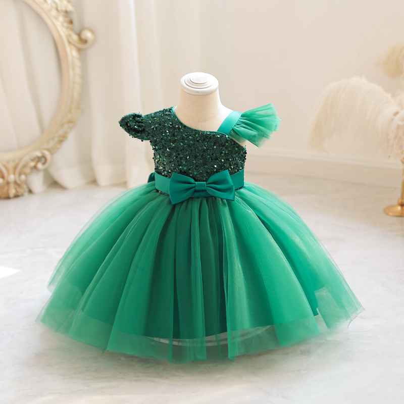 Girls Dresses Kids Summer Sleeveless Wedding and Birthday Party Sequin Bow Cake Vestidos Children Lace Smash Tutu Princess Dress