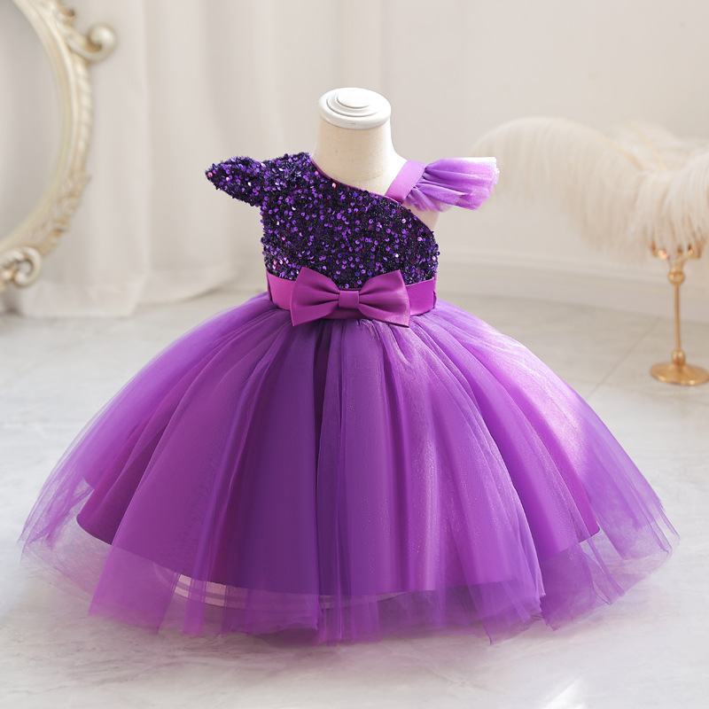 Girls Dresses Kids Summer Sleeveless Wedding and Birthday Party Sequin Bow Cake Vestidos Children Lace Smash Tutu Princess Dress