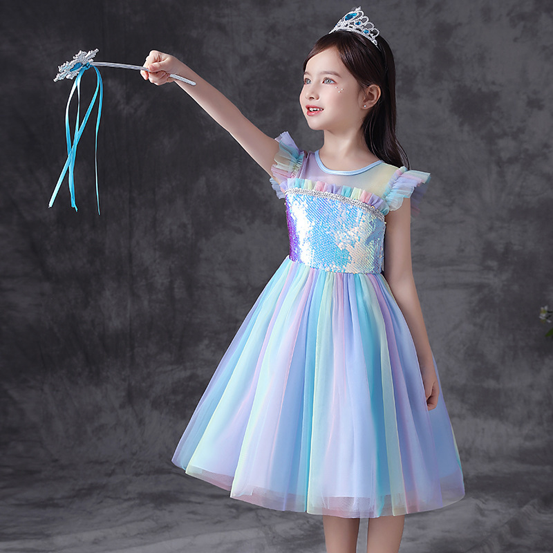 SUMMER Kids Clothes Elsa Anna Princess Warm Dresses Party Costume  Birthday Toddler Girls Outfits