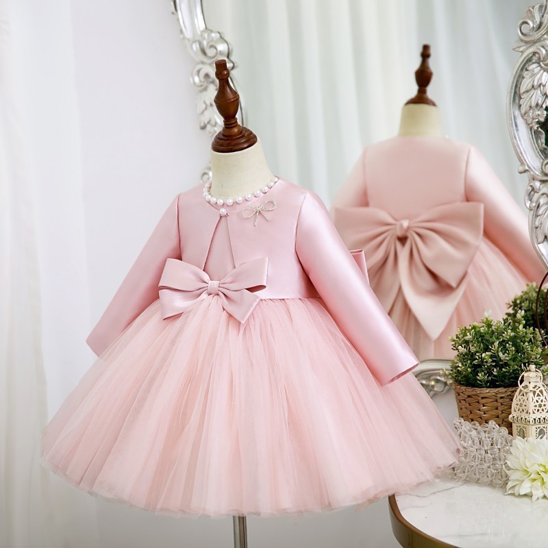 Big Bow Princess Sweet Kids Tutu Toddler Birthday Party Newborn Christening Children Baptism Baby Girls Clothes Summer Dresses