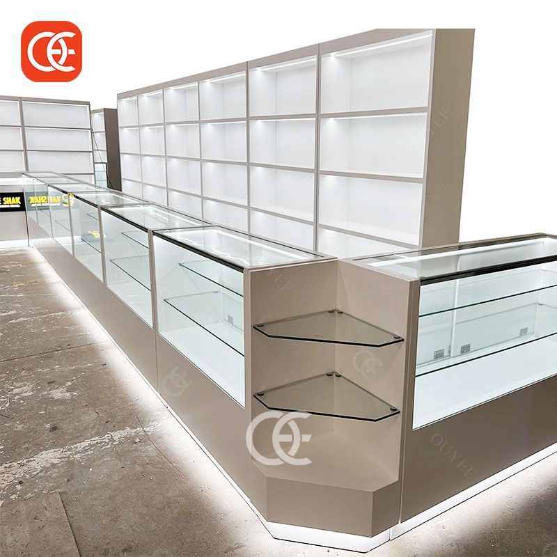 Glass Smoke Display Smoke Display Cabinet Mall Kiosk Glass Retail Store Display Counter For The Whole Shop Was Renovated