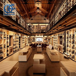 Customized Wooden Wine Store Interior Decoration Wine Display Cabinet Shelving Wine Shelf Display Liquor Store