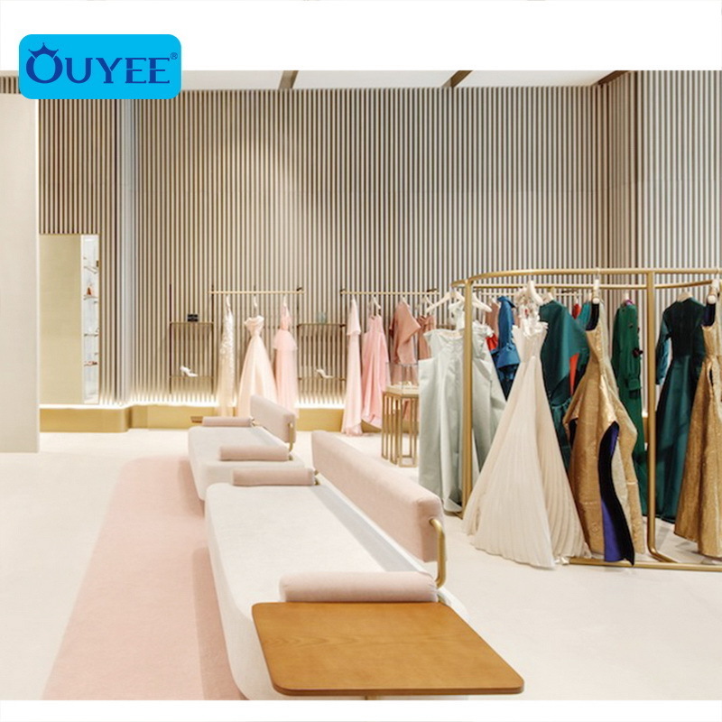 Modern Garment Shop Fitting Wedding Formal Dress Display Rack Ladies Clothes Shop Design Display Racks for Clothing