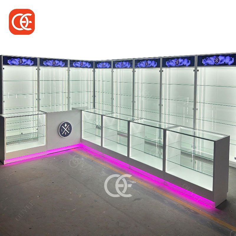 Supplier Retail Cigar Display Case Restaurant Bar Glass Cabinet Smoke Shop Display Stand Smoke Shop Showcase Wood