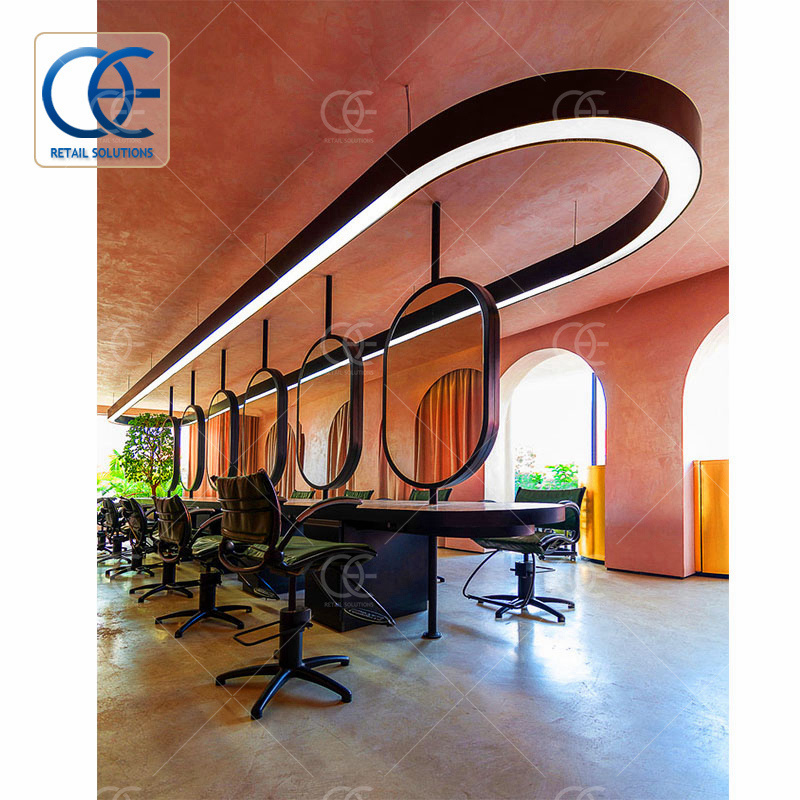 Salon Furniture Manufacturer Original Beauty Mirror Led Double Sided Hair Salon Mirror Station Barbershop Decoration Design