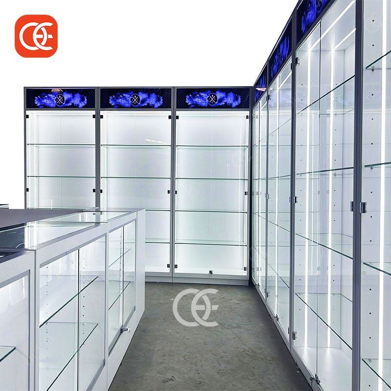 Supplier Retail Cigar Display Case Restaurant Bar Glass Cabinet Smoke Shop Display Stand Smoke Shop Showcase Wood