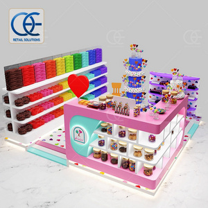 Custom Kiosk Retail Shop Candy Stand Modern Luxury Lollipop Store Fixtures Wholesale Glass Sweets Display Cabinet