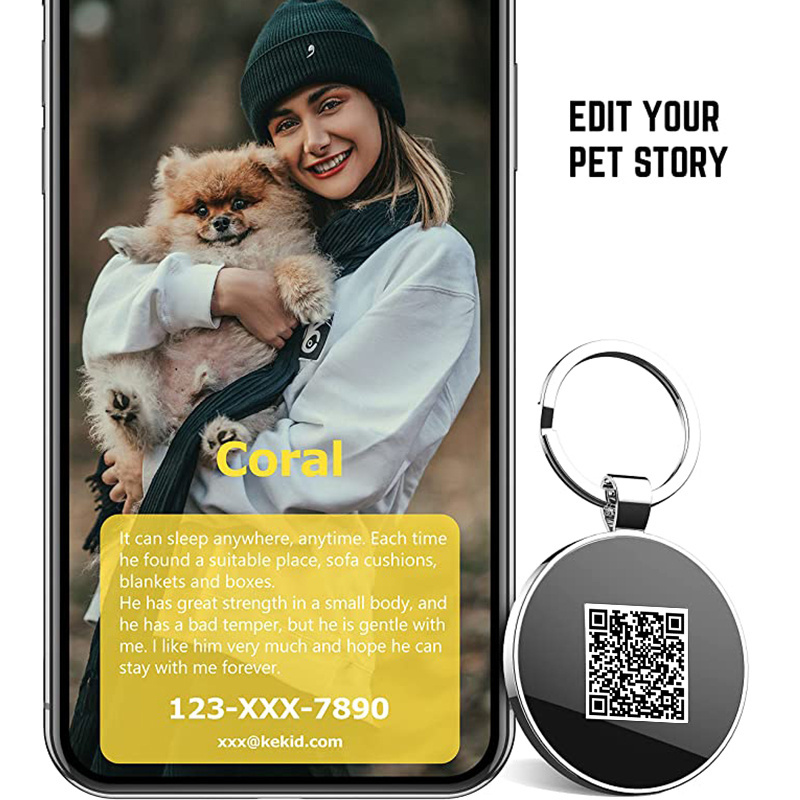 personalized customized qr code cat dog tag necklace sublimation free engravable stainless steel id dog name tag