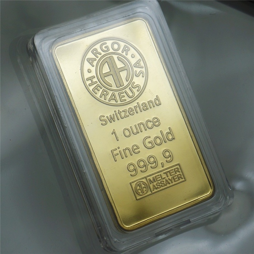 Hot sale commemorative custom made metal Zinc alloy gold clad plated tungsten bar 1 oz  fake gold bullion bars