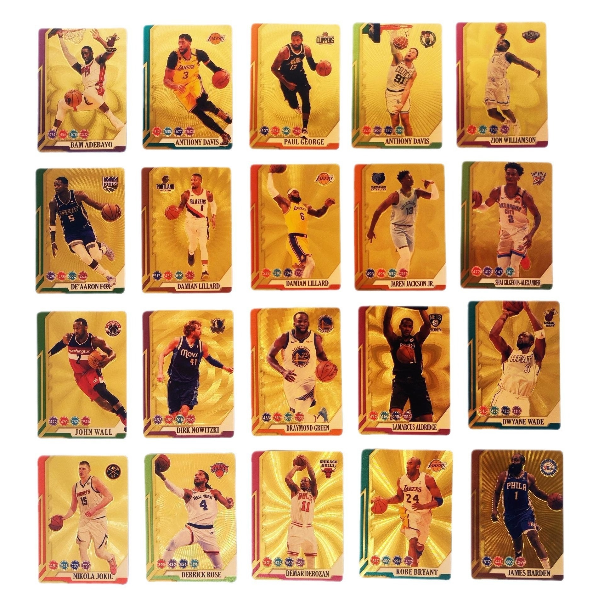 Best Selling Gold foil basketball star trading Card PVC Golden Playing Card custom Anime Game Cards