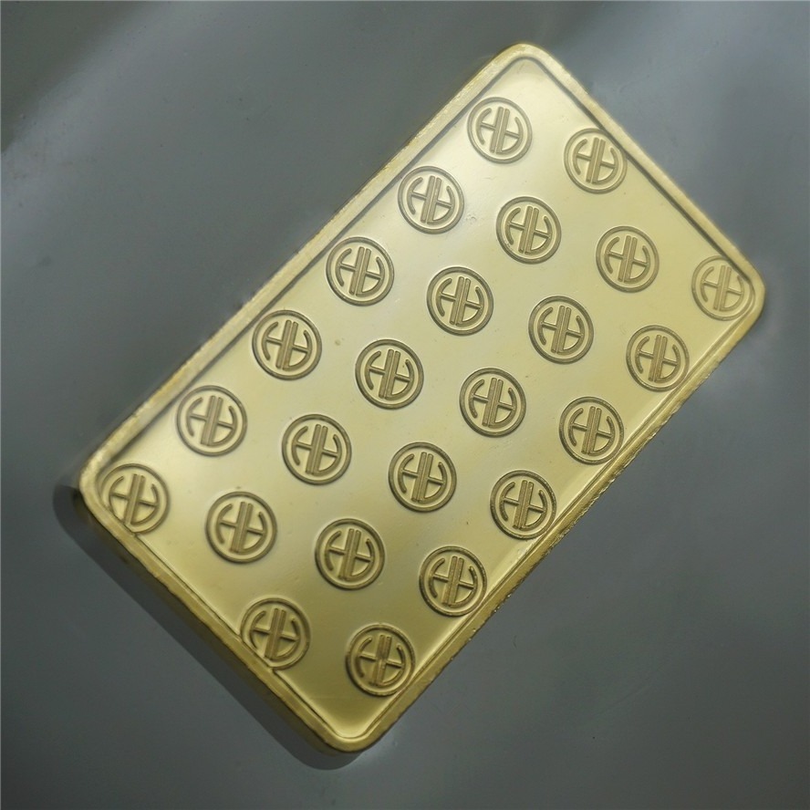 Hot sale commemorative custom made metal Zinc alloy gold clad plated tungsten bar 1 oz  fake gold bullion bars