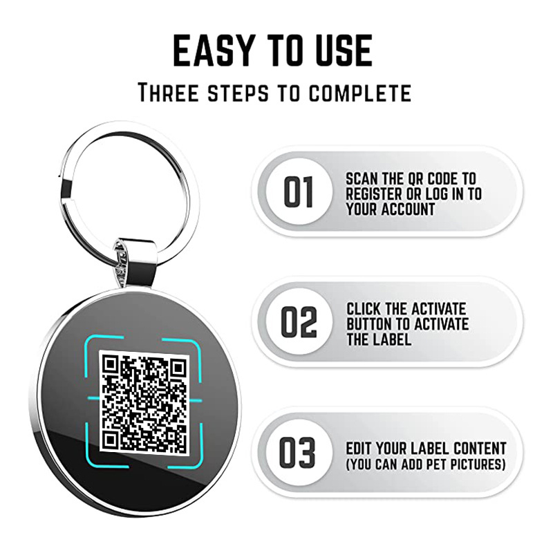 personalized customized qr code cat dog tag necklace sublimation free engravable stainless steel id dog name tag