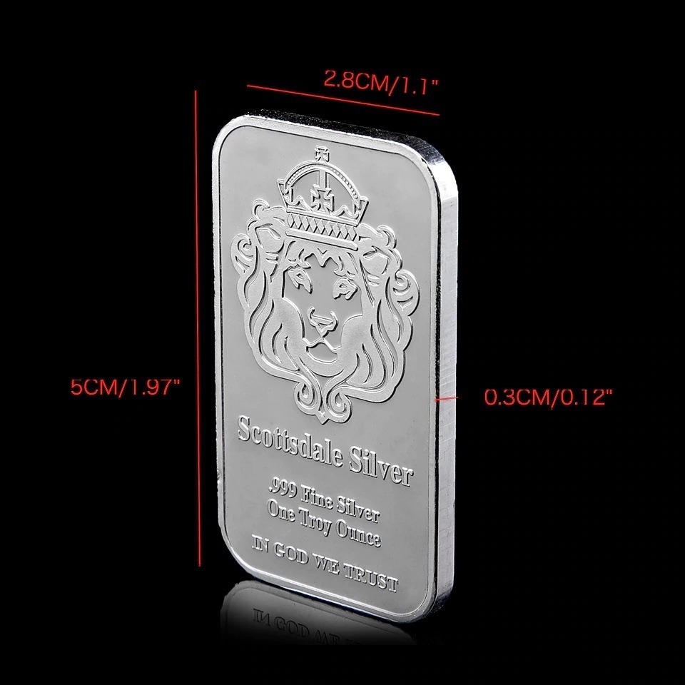 Hot New Prodducts Fake Silver Bullion 999 1 Oz Souvenir Zinc alloy Silver Bars