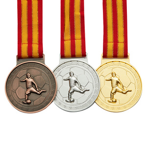 Custom Made Fiesta Football Gold Medal Trophy And Medals Sports Soccer Medals