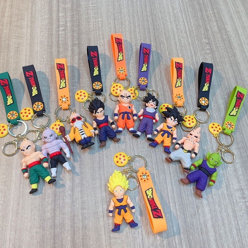 Wholesale Dragon Ball Keychain Rubber Key Chains Cartoon 3d Pvc Anime Car Pendant Keychains