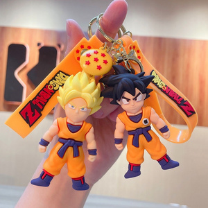 Wholesale Dragon Ball Keychain Rubber Key Chains Cartoon 3d Pvc Anime Car Pendant Keychains