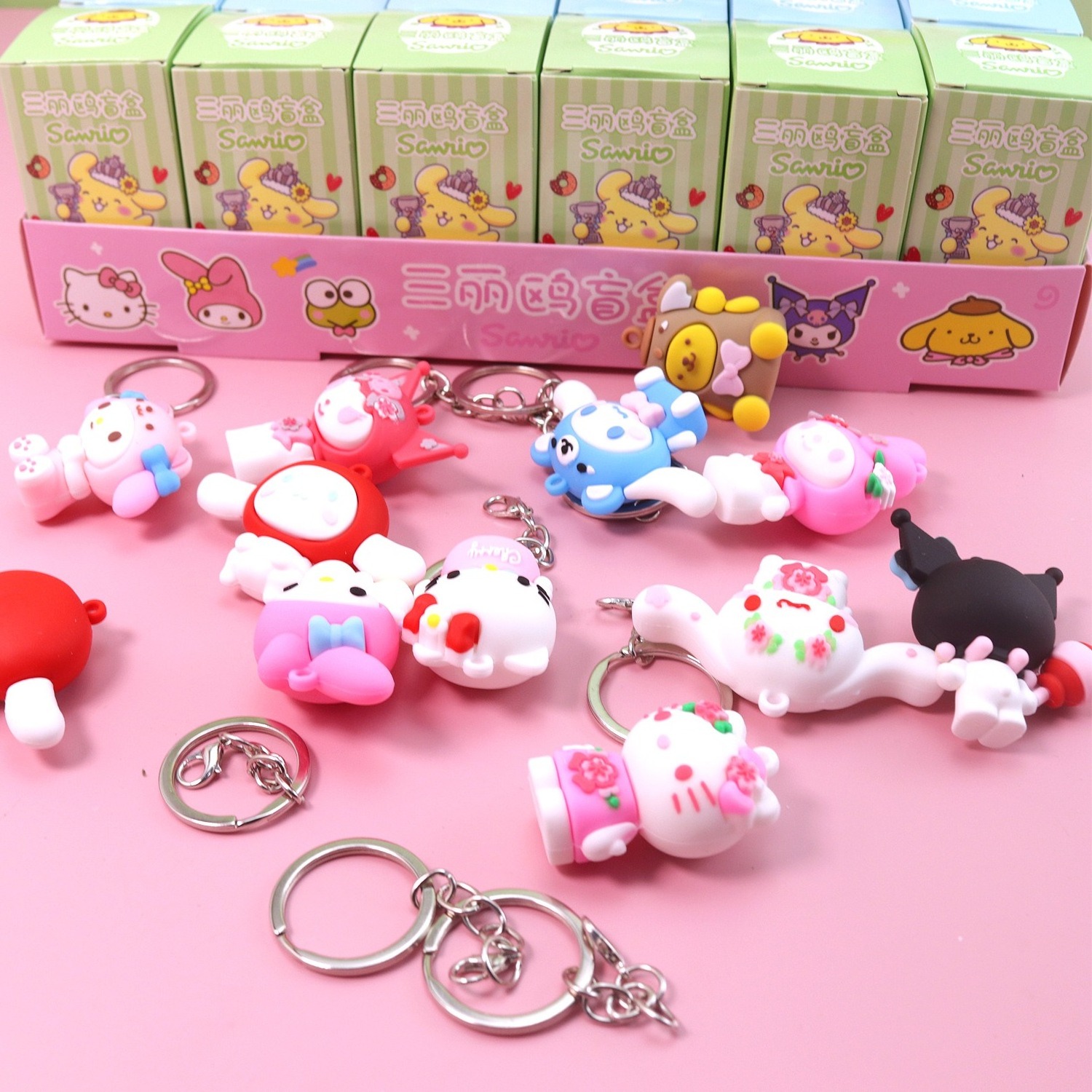 Wholesale 24pcs Anime Sanrio Blind Box Doll Pokemoned Hellokitty Kuromi Blind Box Figure Toy With Color Box