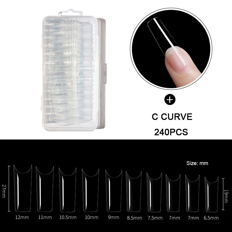 240Pcs/box press on nails coffin nail tips full cover artificial long ballerina oval shape pointed nails tip